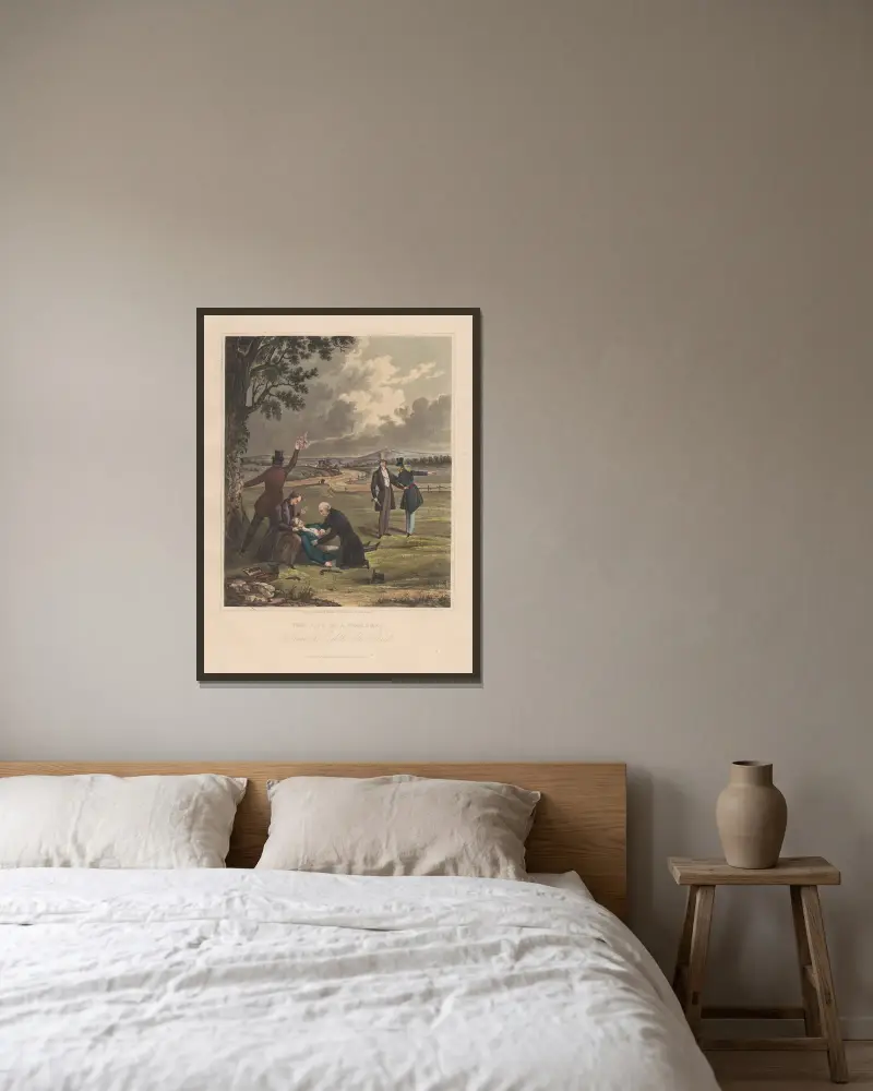 Das Duell von George Dawe gerahmt an einer Wand