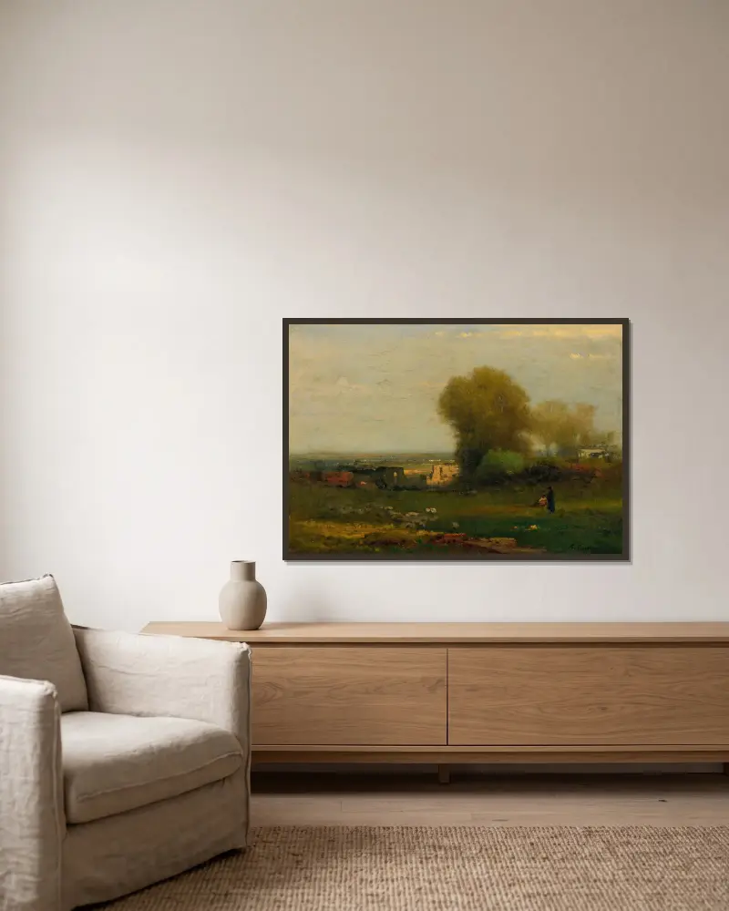 Vid den gamla akvedukten, Campagna, Italien av George Inness inramad på en vägg