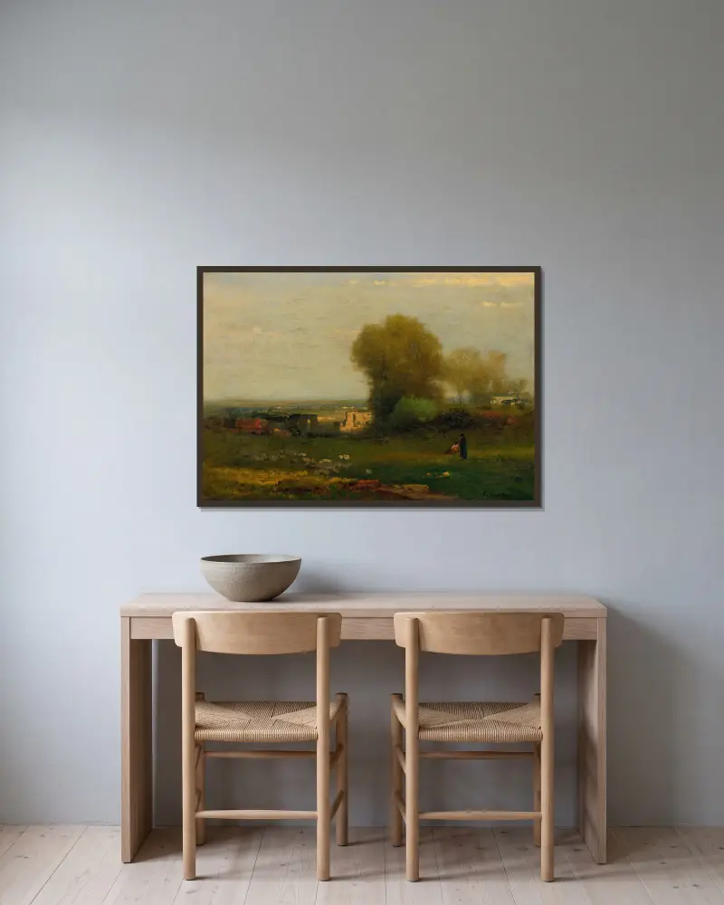 Vid den gamla akvedukten, Campagna, Italien av George Inness inramad på en vägg