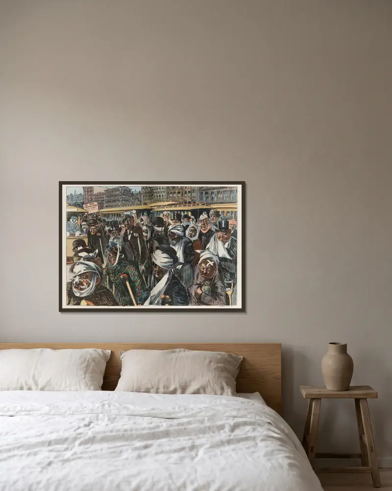 Årlig parad för klubben för kryckburna spårvagnsförare av George Luks inramad på en vägg