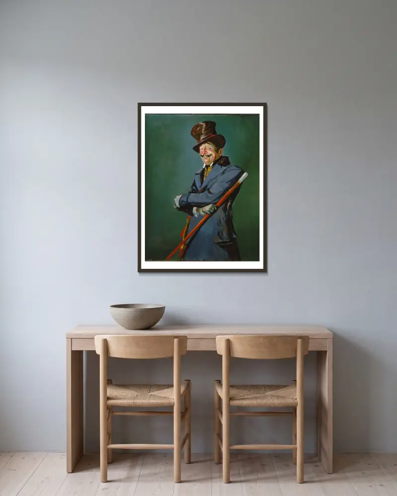 Otis Skinner som överste Philippe Bridau av George Luks inramad på en vägg