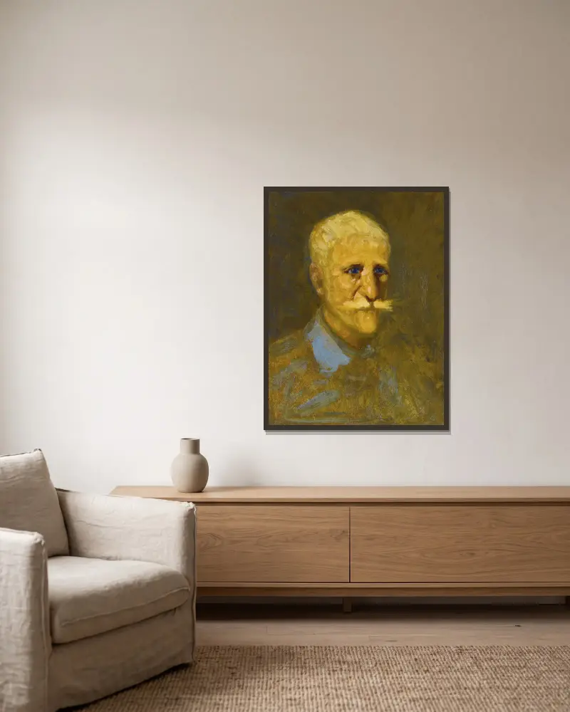 Porträtt av Maurice Prendergast av George Luks inramad på en vägg