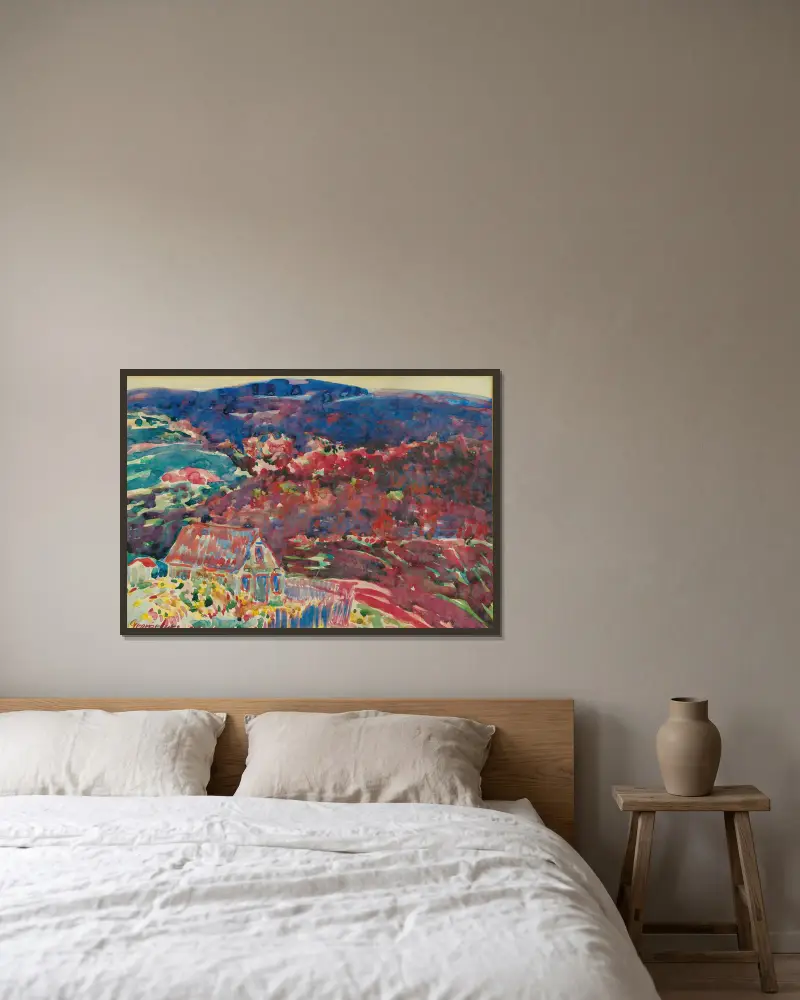 Purple Hills av George Luks inramad på en vägg