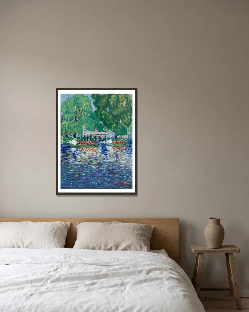 Die Schwanenboote von George Luks gerahmt an einer Wand