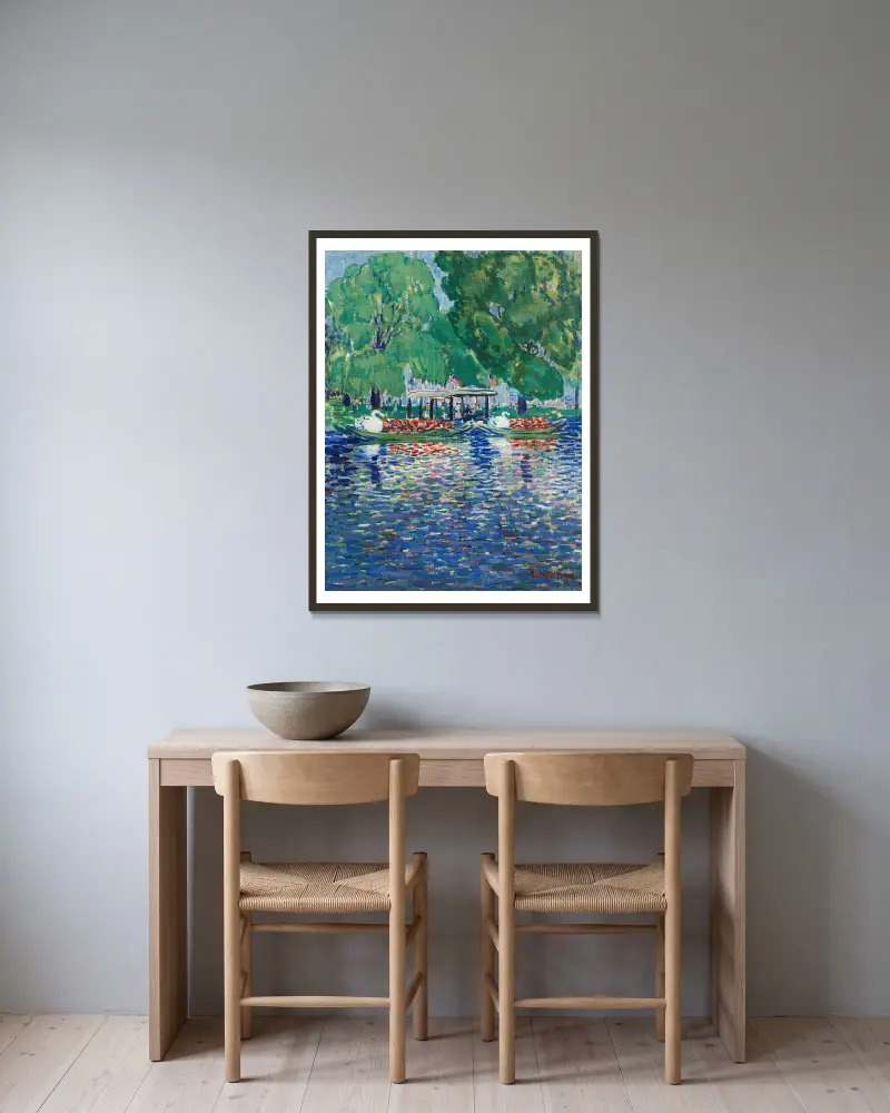 Die Schwanenboote von George Luks gerahmt an einer Wand