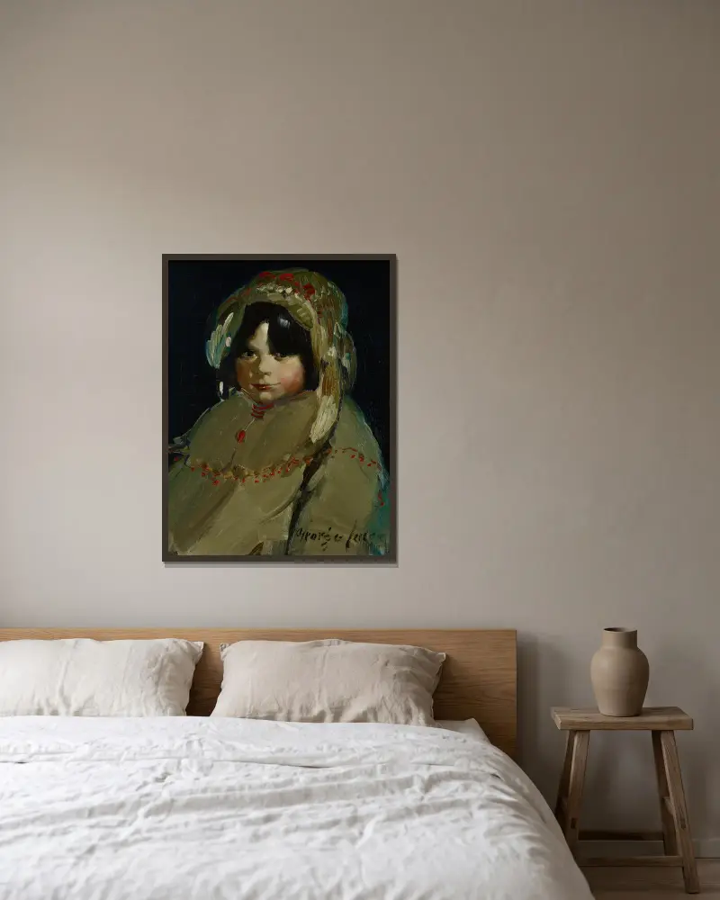 The Trapper’s Daughter av George Luks inramad på en vägg