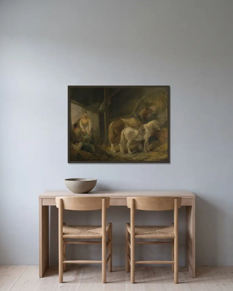 Vozkova stáj, George Morland v rámu na stěně