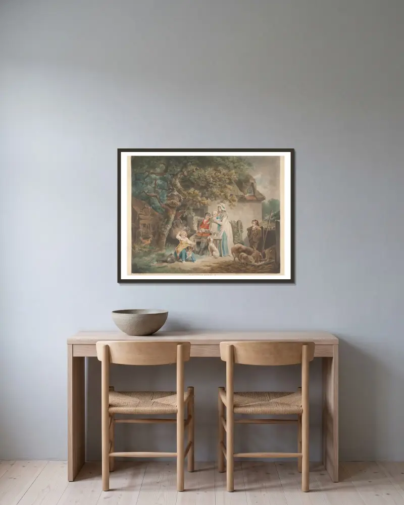 Cottagers av George Morland inramad på en vägg