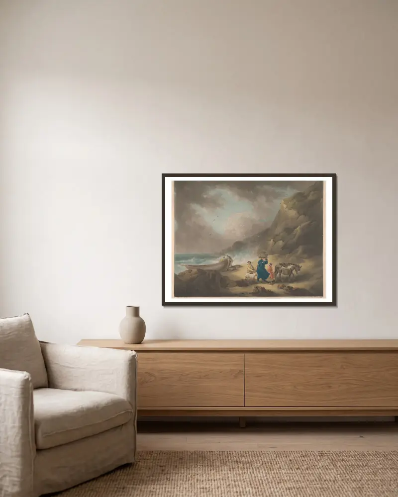 Fishermen av George Morland inramad på en vägg