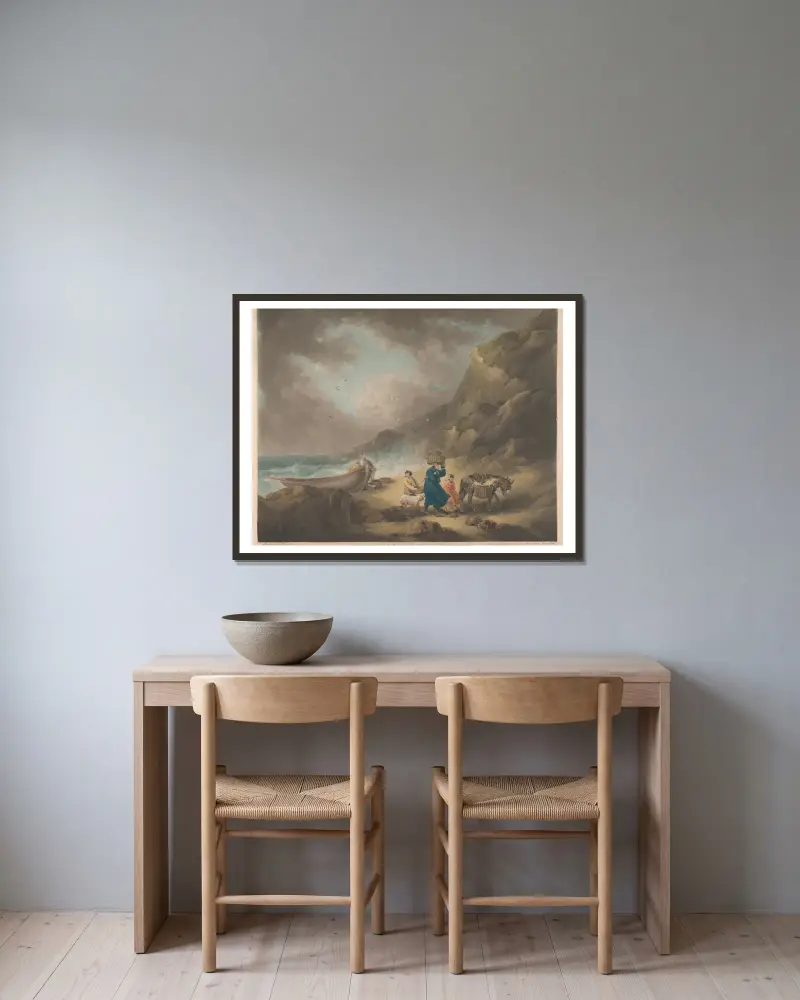 Fishermen av George Morland inramad på en vägg