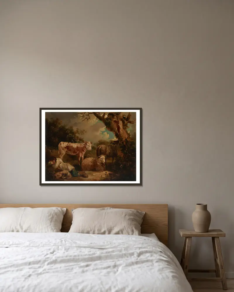 Odpoczynek pasterza, George Morland w ramie na ścianie