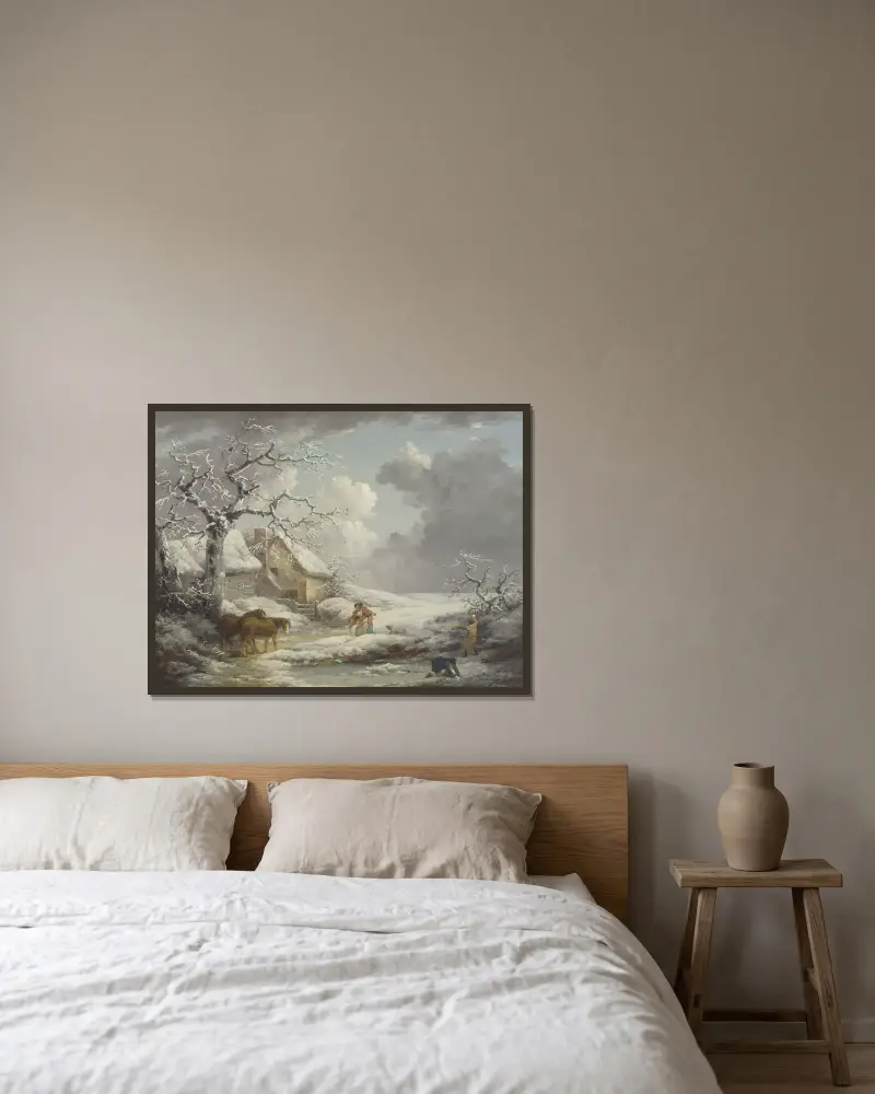 Zimowy pejzaż, George Morland w ramie na ścianie