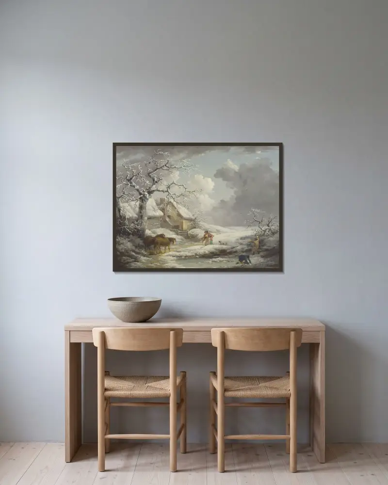 Zimowy pejzaż, George Morland w ramie na ścianie