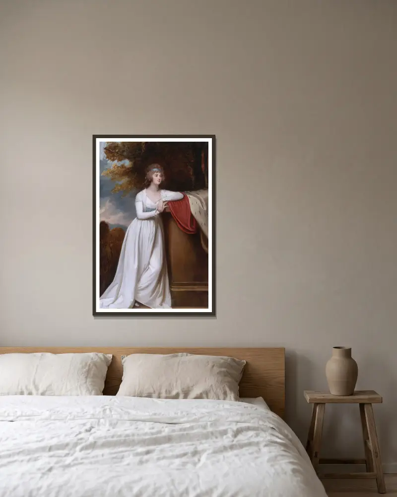 Barbara, markisinna av Donegall av George Romney inramad på en vägg