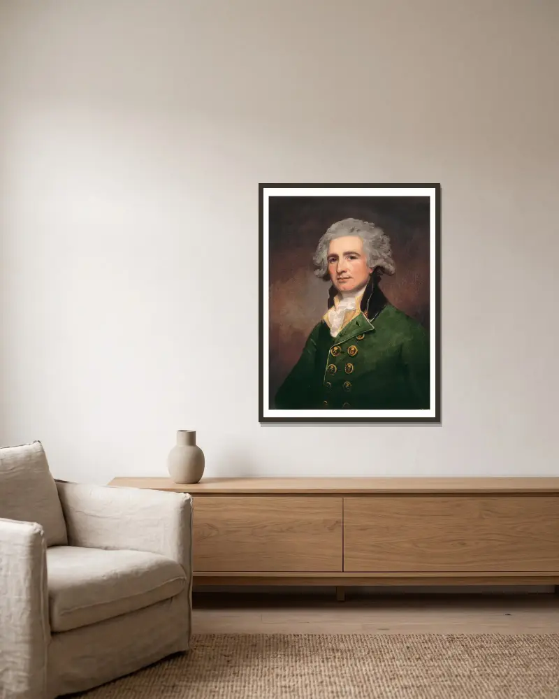 Oberst Robert Abercrombie von George Romney gerahmt an einer Wand