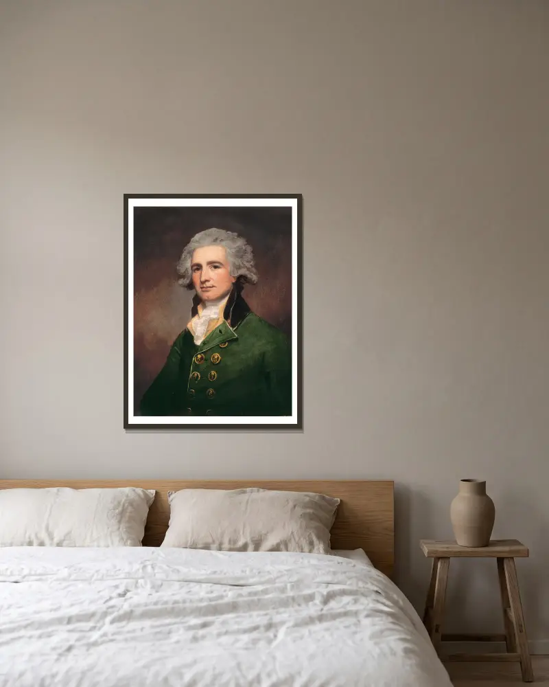Oberst Robert Abercrombie von George Romney gerahmt an einer Wand