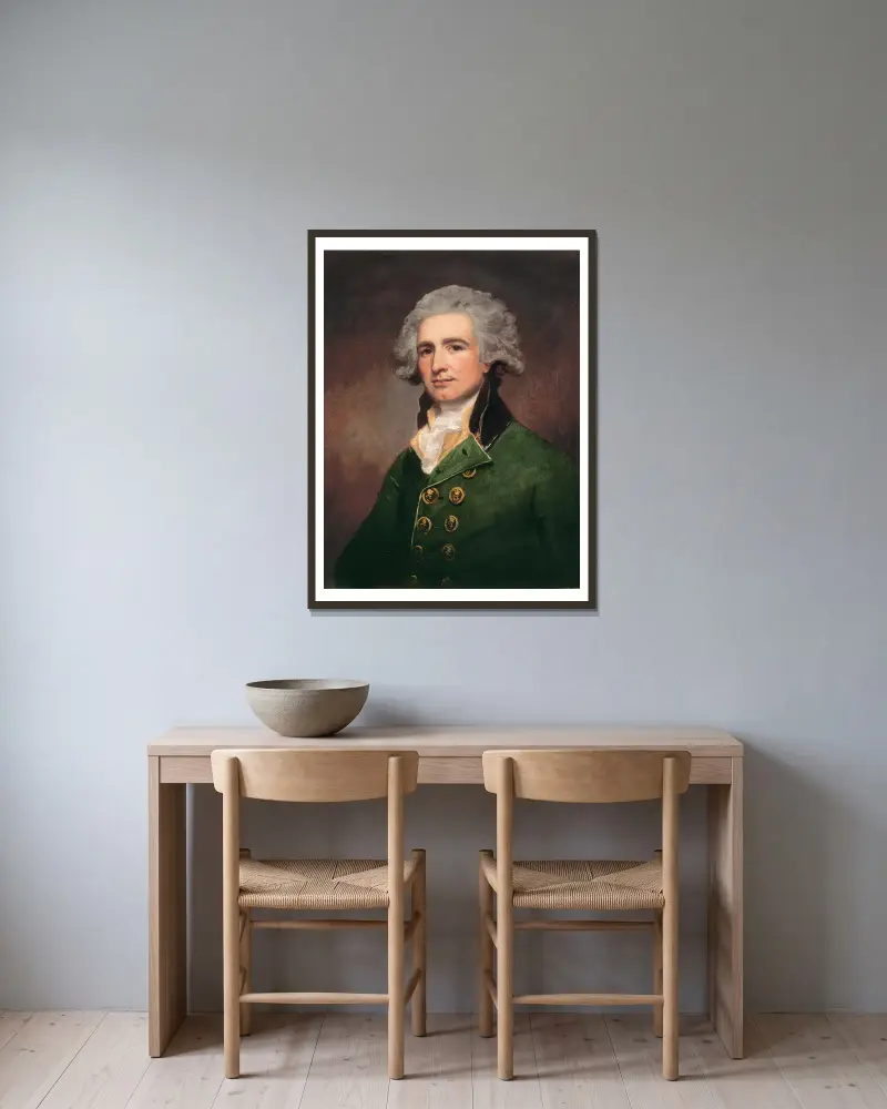 Oberst Robert Abercrombie von George Romney gerahmt an einer Wand