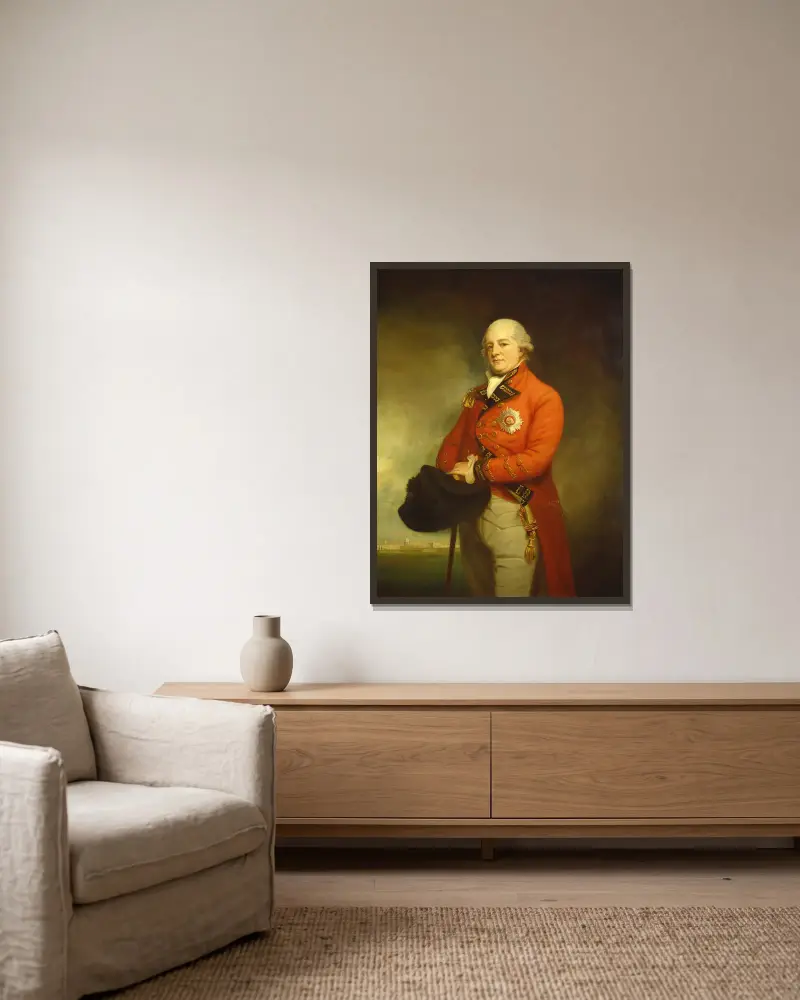 Major-General Sir Archibald Campbell av George Romney inramad på en vägg
