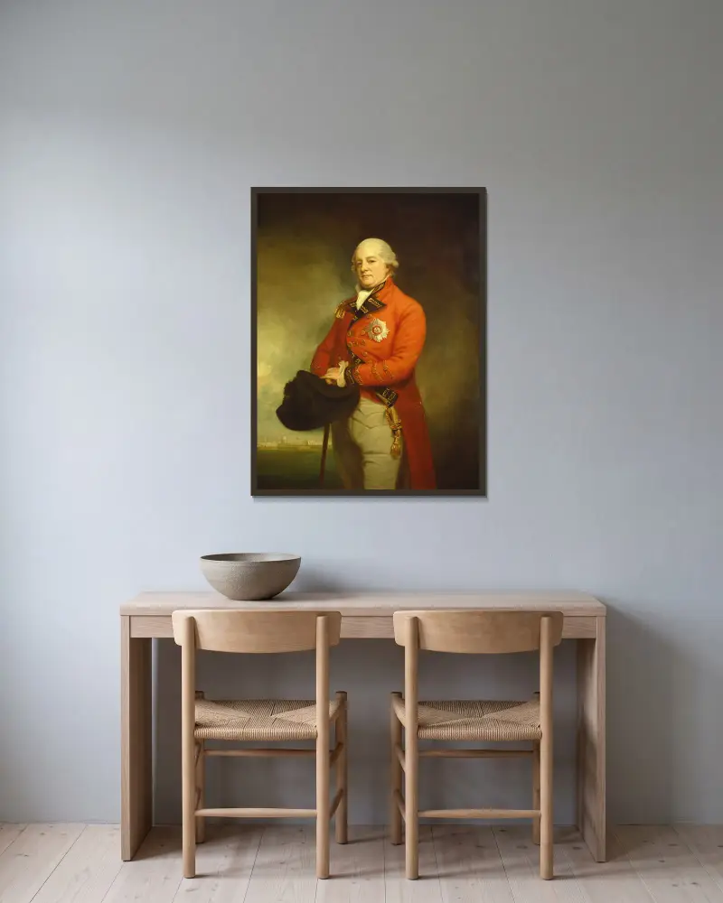 Major-General Sir Archibald Campbell av George Romney inramad på en vägg