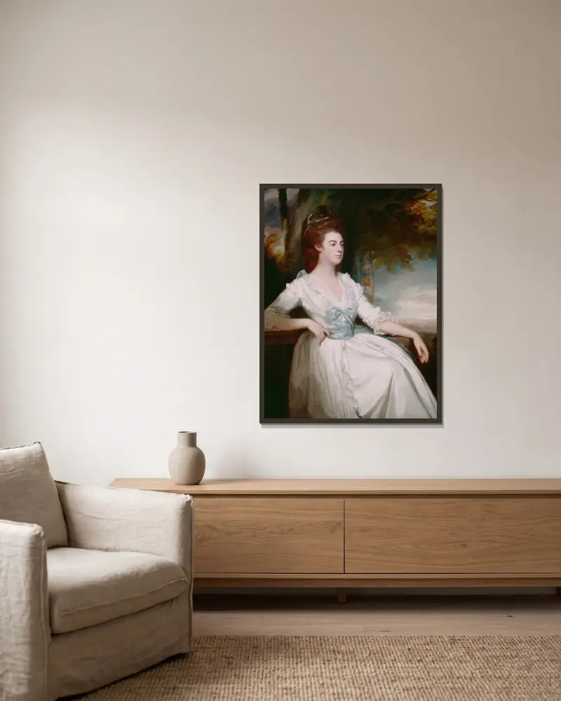 Miss Clavering von George Romney gerahmt an einer Wand