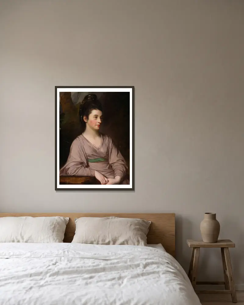 Miss Kirkpatrick av George Romney inramad på en vägg