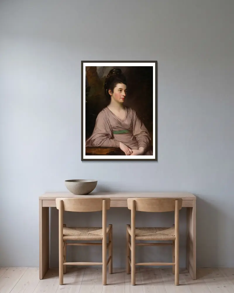Miss Kirkpatrick av George Romney inramad på en vägg