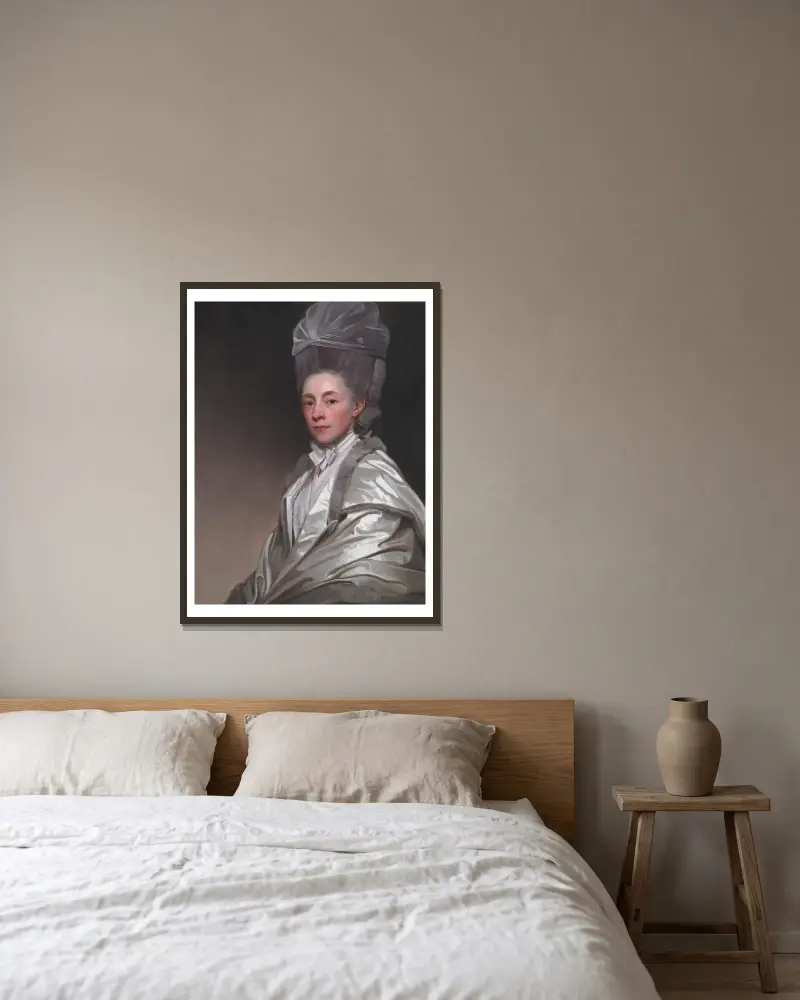 Porträtt av Jane Dawkes Robinson av George Romney inramad på en vägg