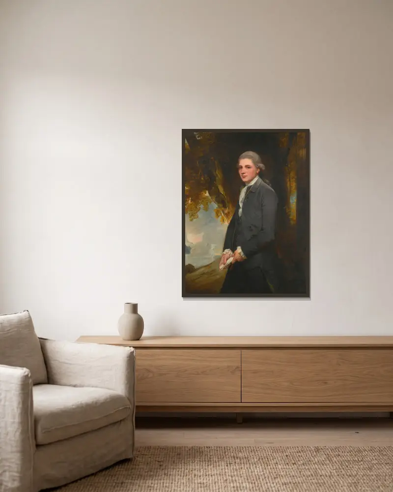 Porträt von John Redhead von George Romney gerahmt an einer Wand
