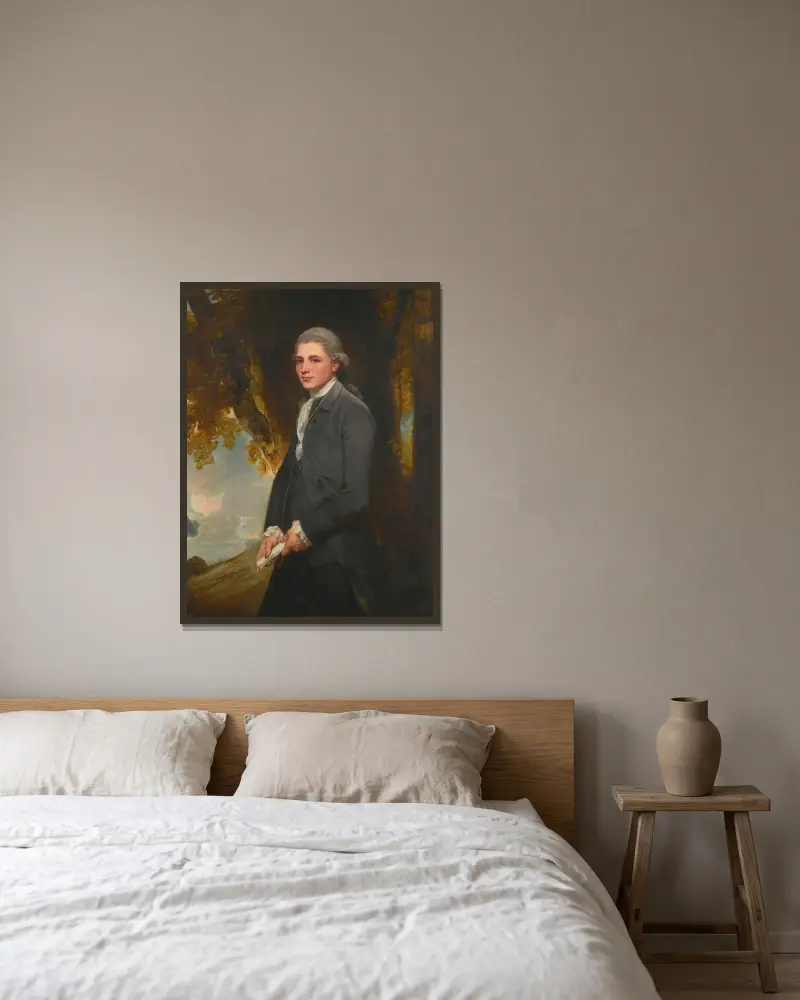 Porträt von John Redhead von George Romney gerahmt an einer Wand