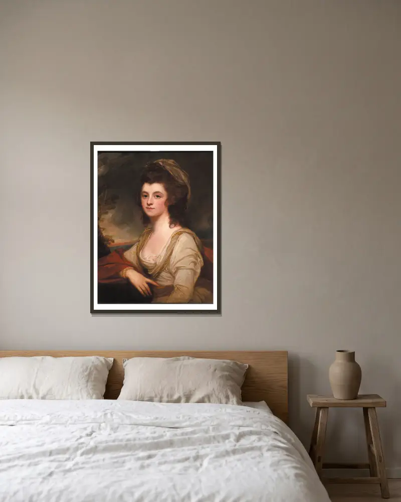 Porträtt av Lady Bentinck av George Romney inramad på en vägg
