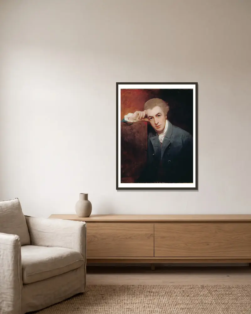 William Hayley av George Romney inramad på en vägg