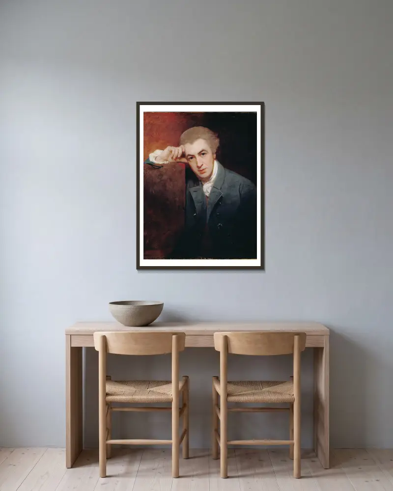 William Hayley av George Romney inramad på en vägg