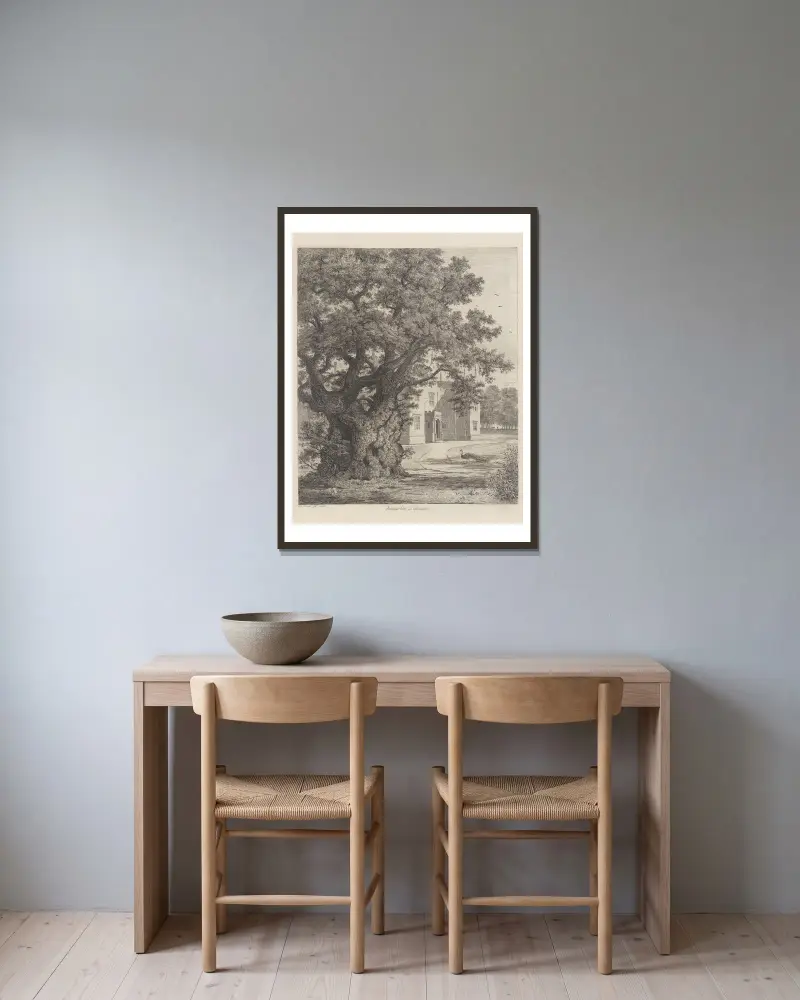 Elm at Checquers av Jacob George Strutt inramad på en vägg