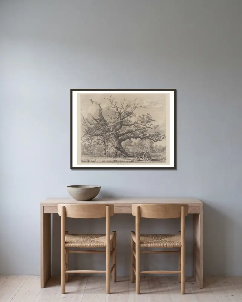 The Cowthorpe Oak av Jacob George Strutt inramad på en vägg