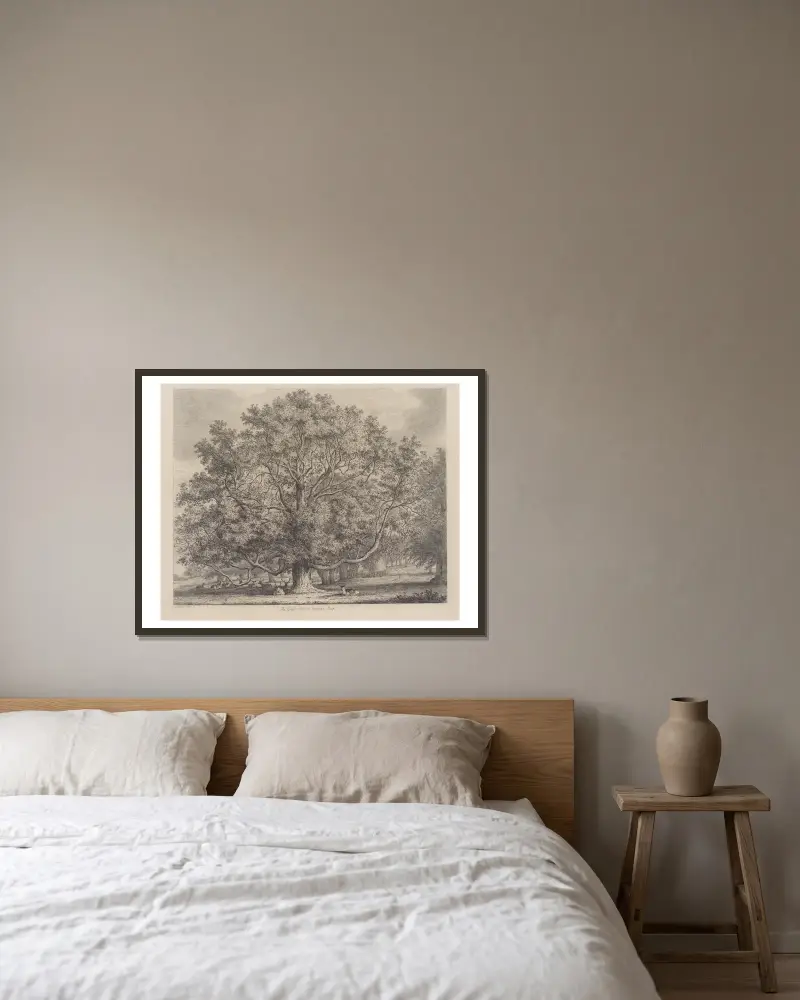 Die große Esche bei Woburn von Jacob George Strutt gerahmt an einer Wand