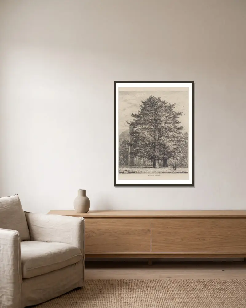 The Larches at Dunkeld av Jacob George Strutt inramad på en vägg