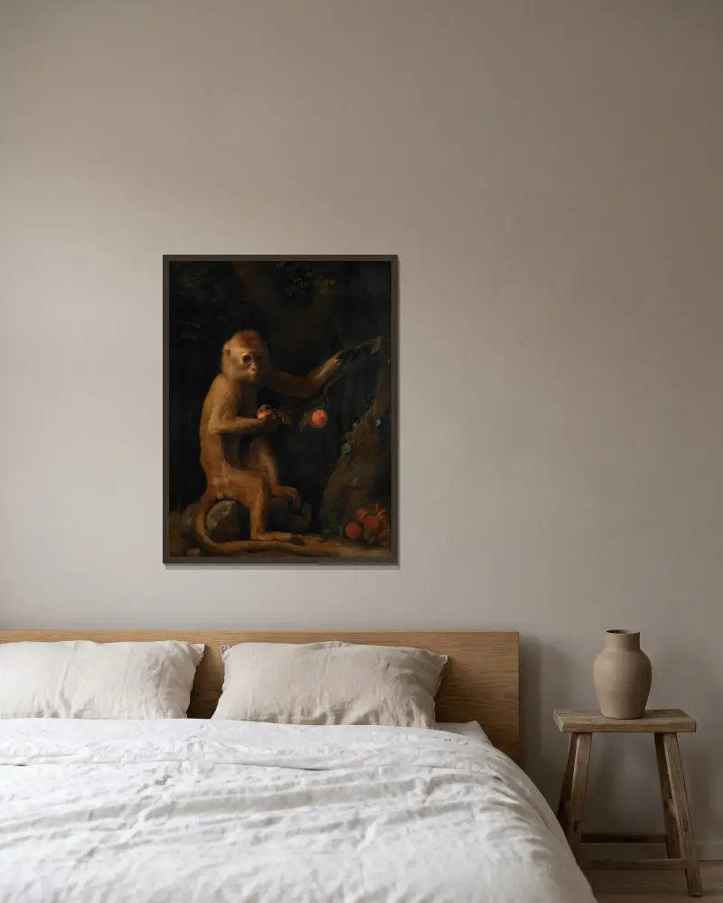 Ein Affe von George Stubbs gerahmt an einer Wand