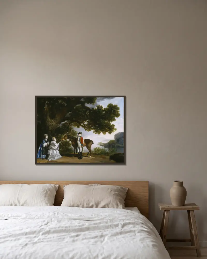 Kapten Samuel Sharpe Pocklington med sin hustru Pleasance och möjligen sin syster Frances av George Stubbs inramad på en vägg