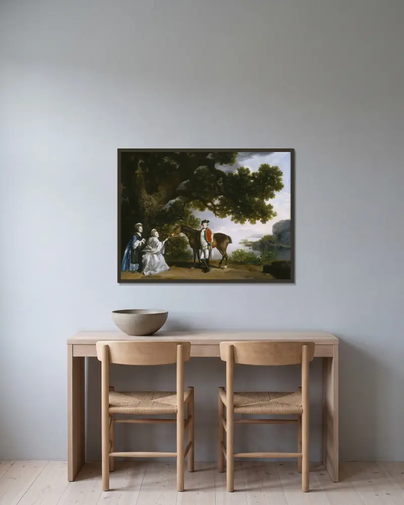 Kapten Samuel Sharpe Pocklington med sin hustru Pleasance och möjligen sin syster Frances av George Stubbs inramad på en vägg