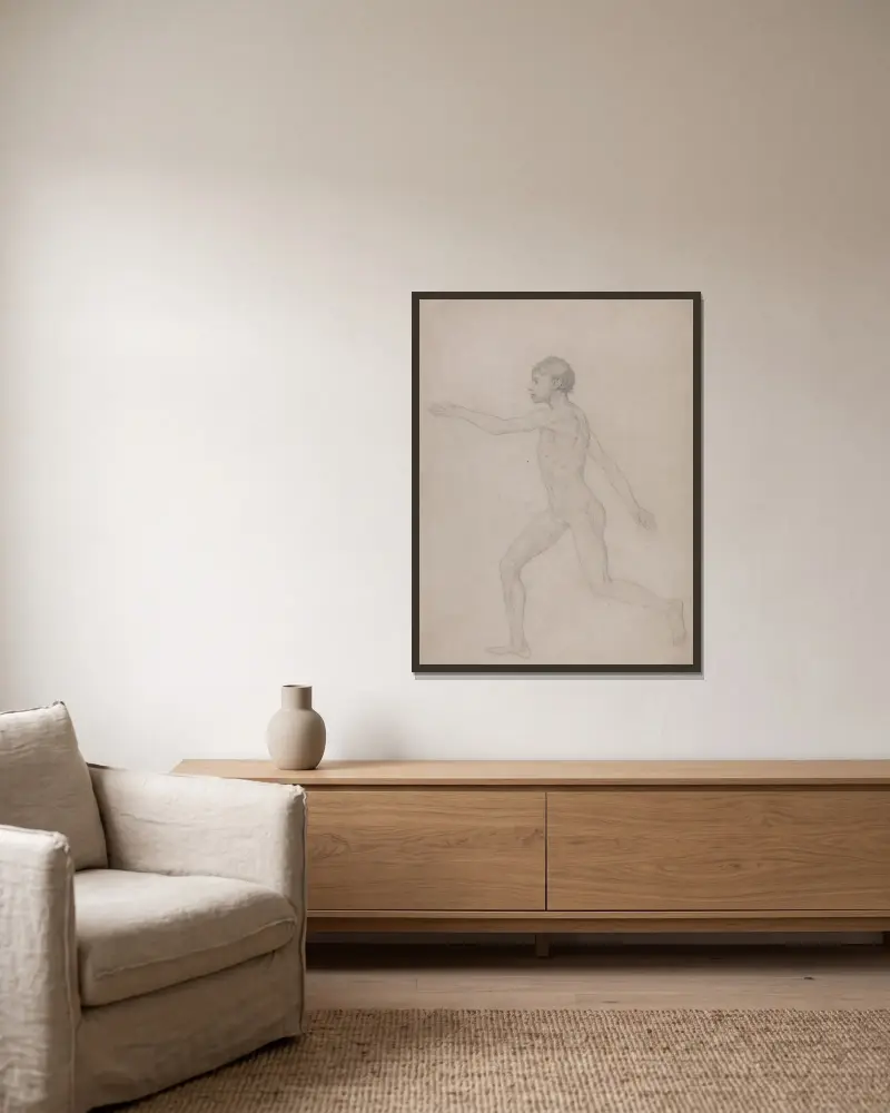 Human Figure, Lateral View (1795 to 1806), 1795 – nr 1 av George Stubbs inramad på en vägg
