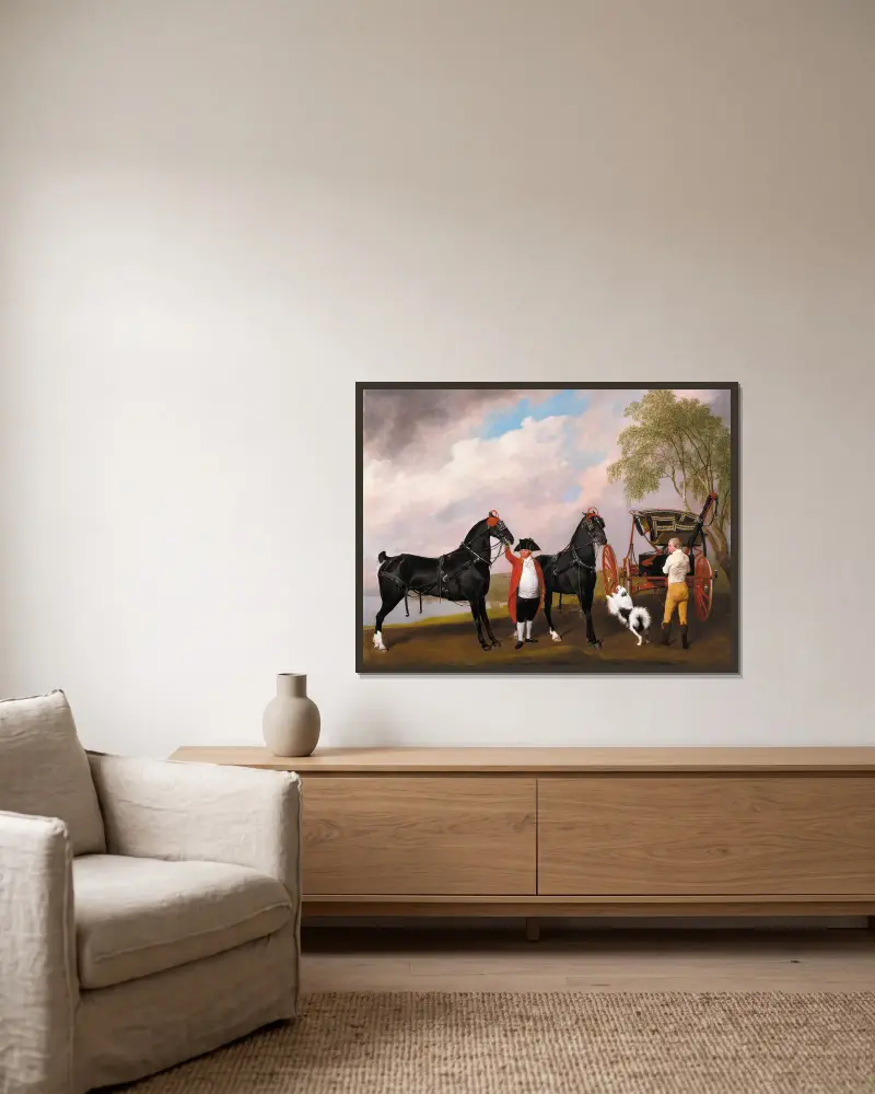 Prinsen av Wales phaeton av George Stubbs inramad på en vägg