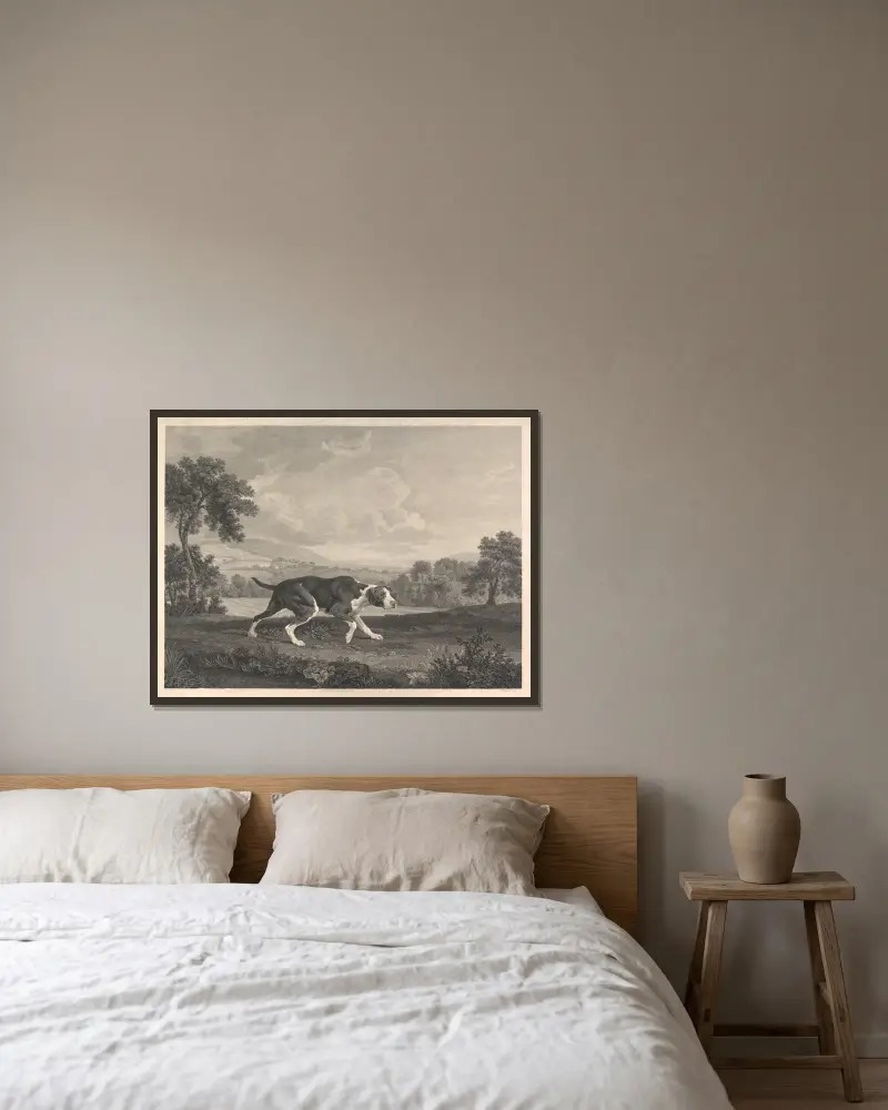 Der spanische Pointer von George Stubbs gerahmt an einer Wand
