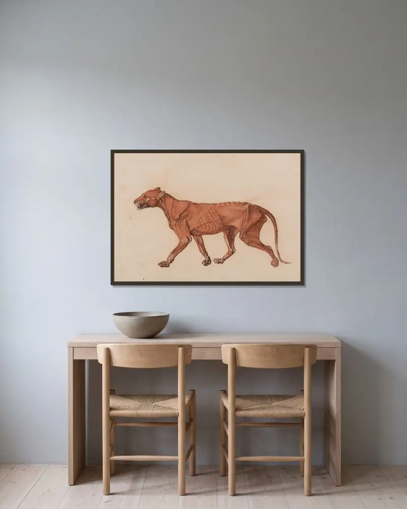 Tigerkörper, Seitenansicht, 1795 – Nr. 3 von George Stubbs gerahmt an einer Wand