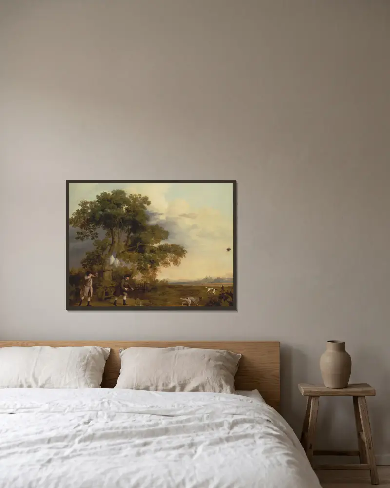Zwei Herren auf der Jagd von George Stubbs gerahmt an einer Wand