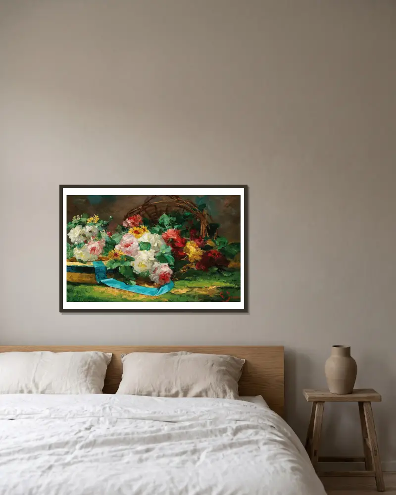 Rosen mit Hut av Georges Jeannin inramad på en vägg