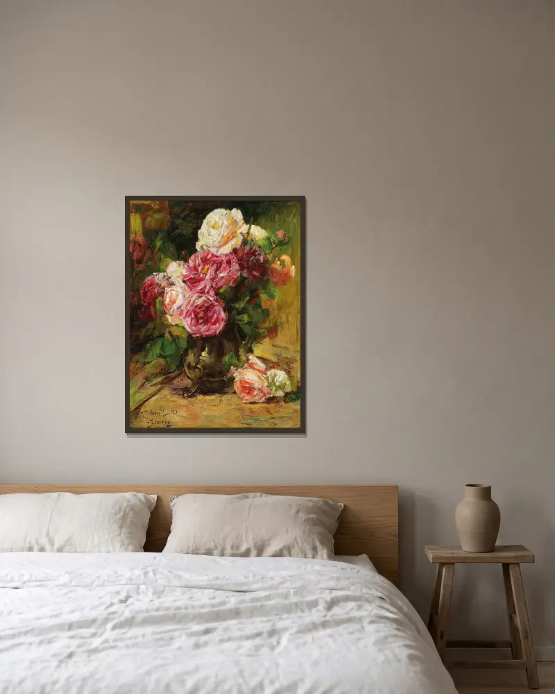 Die Rose von Georges Jeannin gerahmt an einer Wand