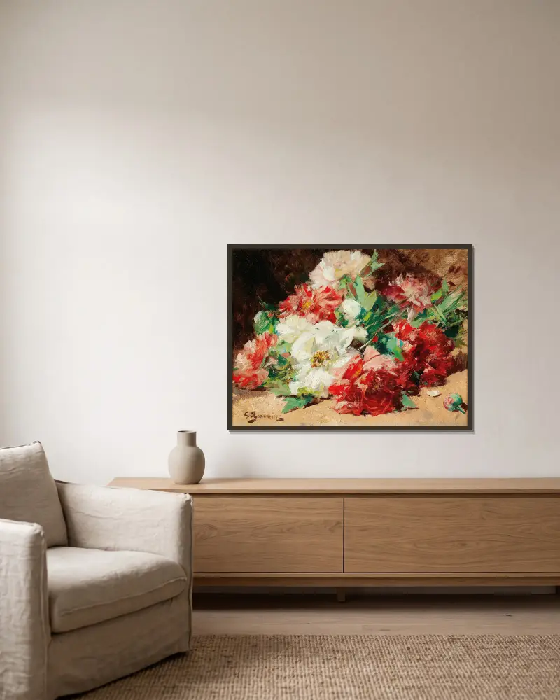 Rosenstück von Georges Jeannin gerahmt an einer Wand