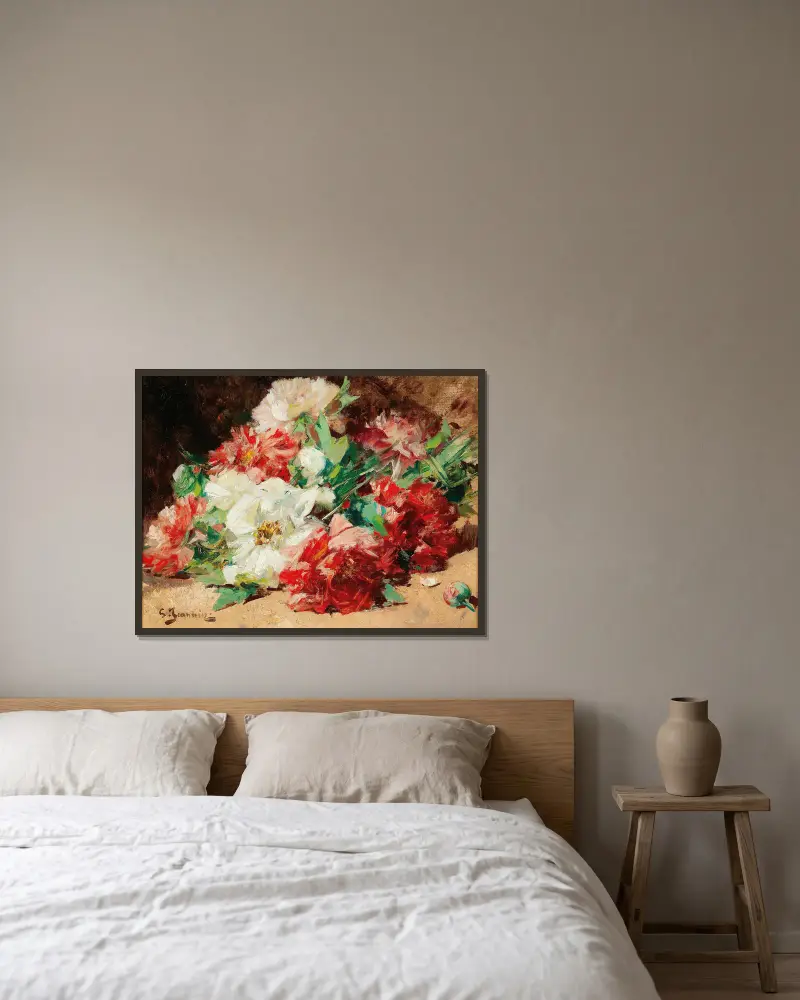 Rosenstück von Georges Jeannin gerahmt an einer Wand