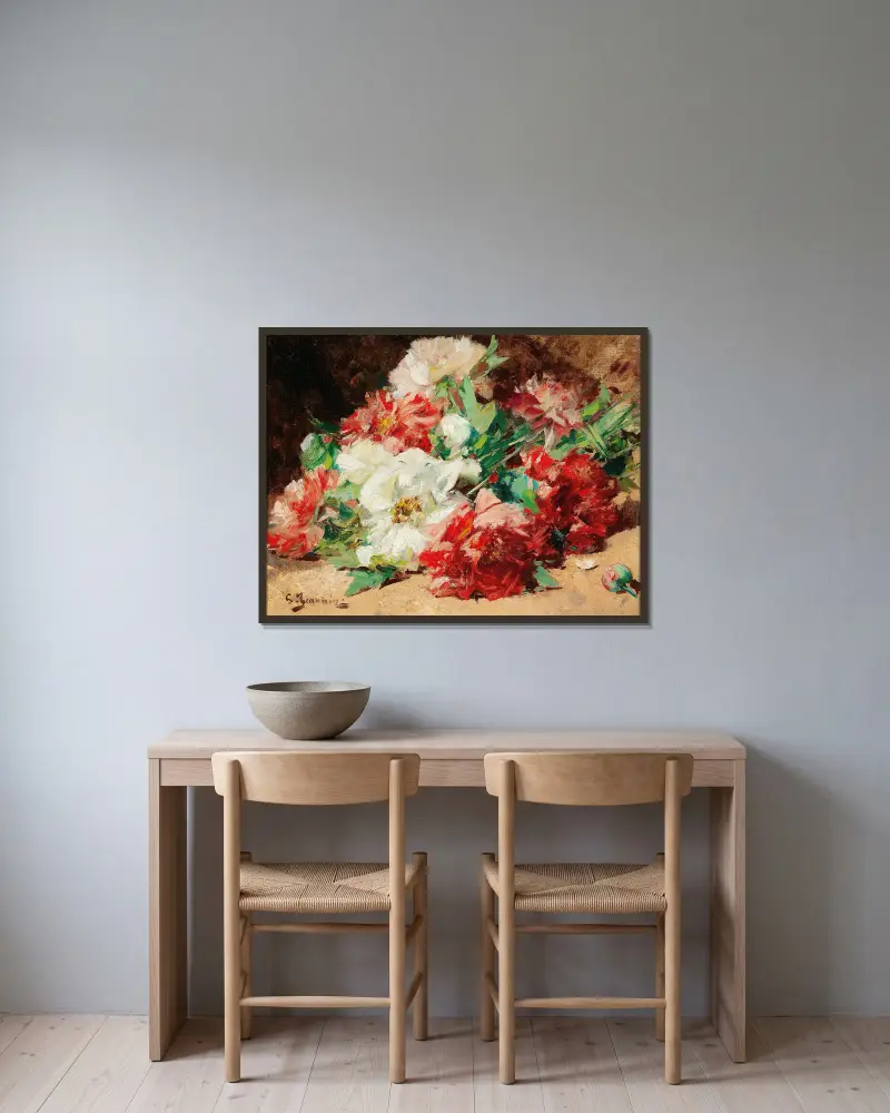 Rosenstück von Georges Jeannin gerahmt an einer Wand