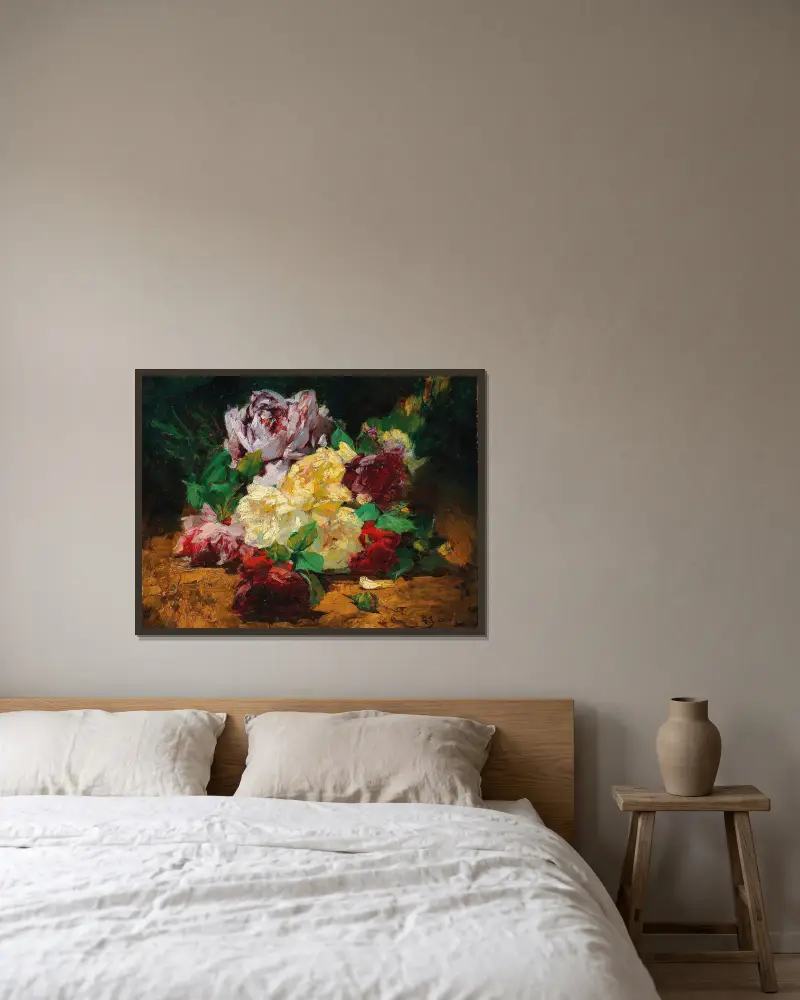 Roses II av Georges Jeannin inramad på en vägg